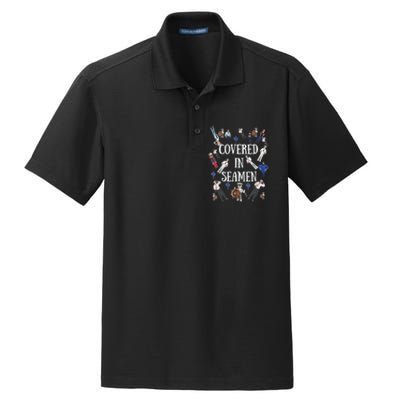 Covered In Seamen Funny Inappropriate Embarrassing Adult Humor Dry Zone Grid Polo