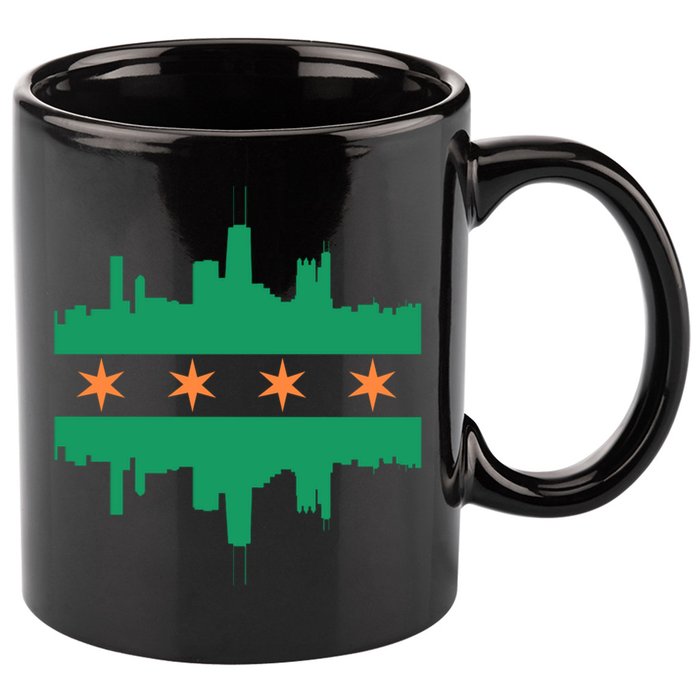 Chicago Irish Skyline St Patricks Day Flag Gift 11oz C Handle Ceramic Mug