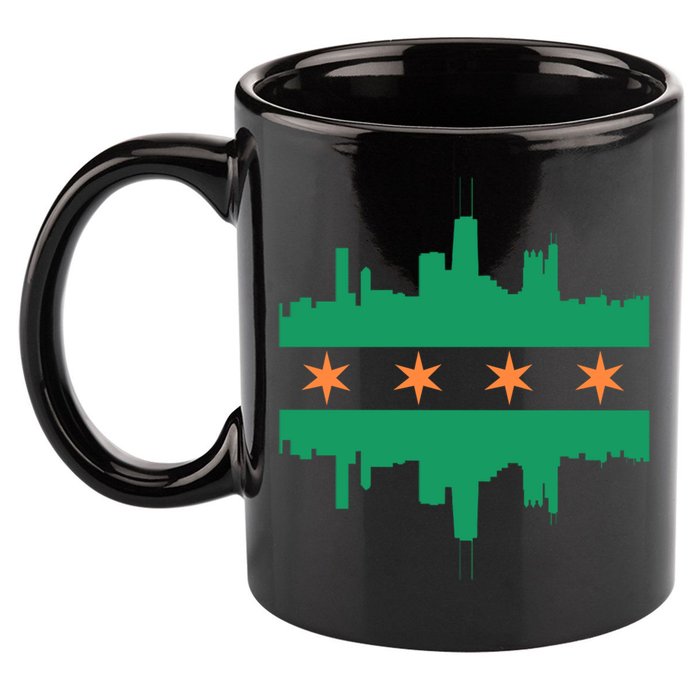 Chicago Irish Skyline St Patricks Day Flag Gift 11oz C Handle Ceramic Mug