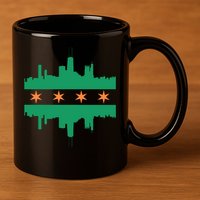 Chicago Irish Skyline St Patricks Day Flag Gift 11oz C Handle Ceramic Mug