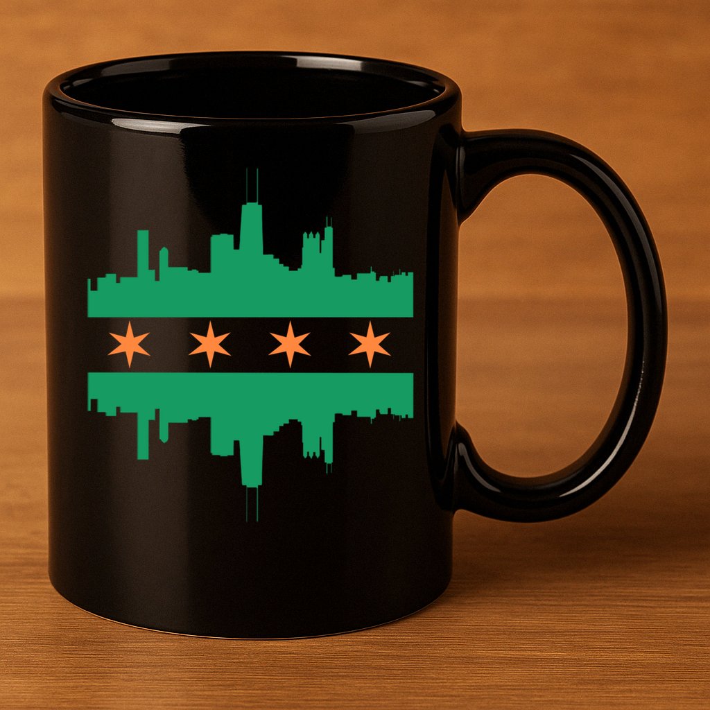 Chicago Irish Skyline St Patricks Day Flag Gift 11oz C Handle Ceramic Mug