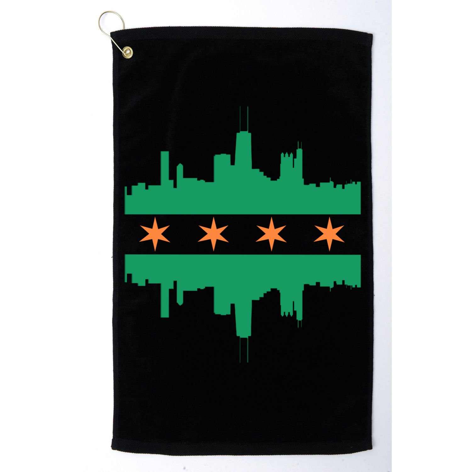 Chicago Irish Skyline St Patricks Day Flag Gift Golf Towel