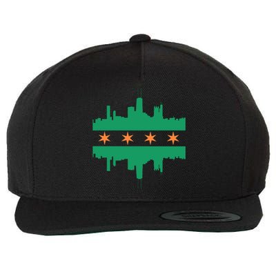 Chicago Irish Skyline St Patricks Day Flag Gift Wool Snapback Cap