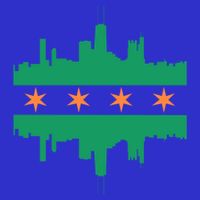 Chicago Irish Skyline St Patricks Day Flag Gift Button