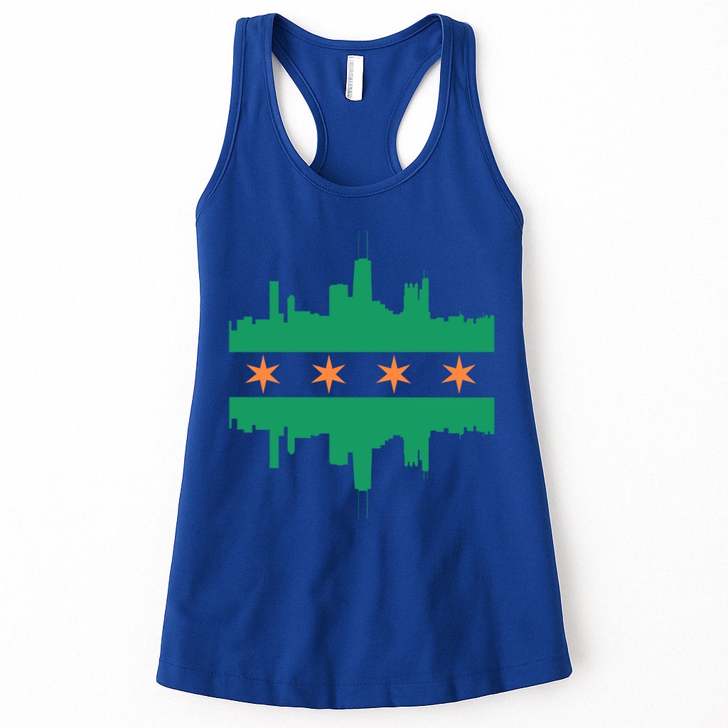 Chicago Irish Skyline St Patricks Day Flag Gift Womens Tank Top