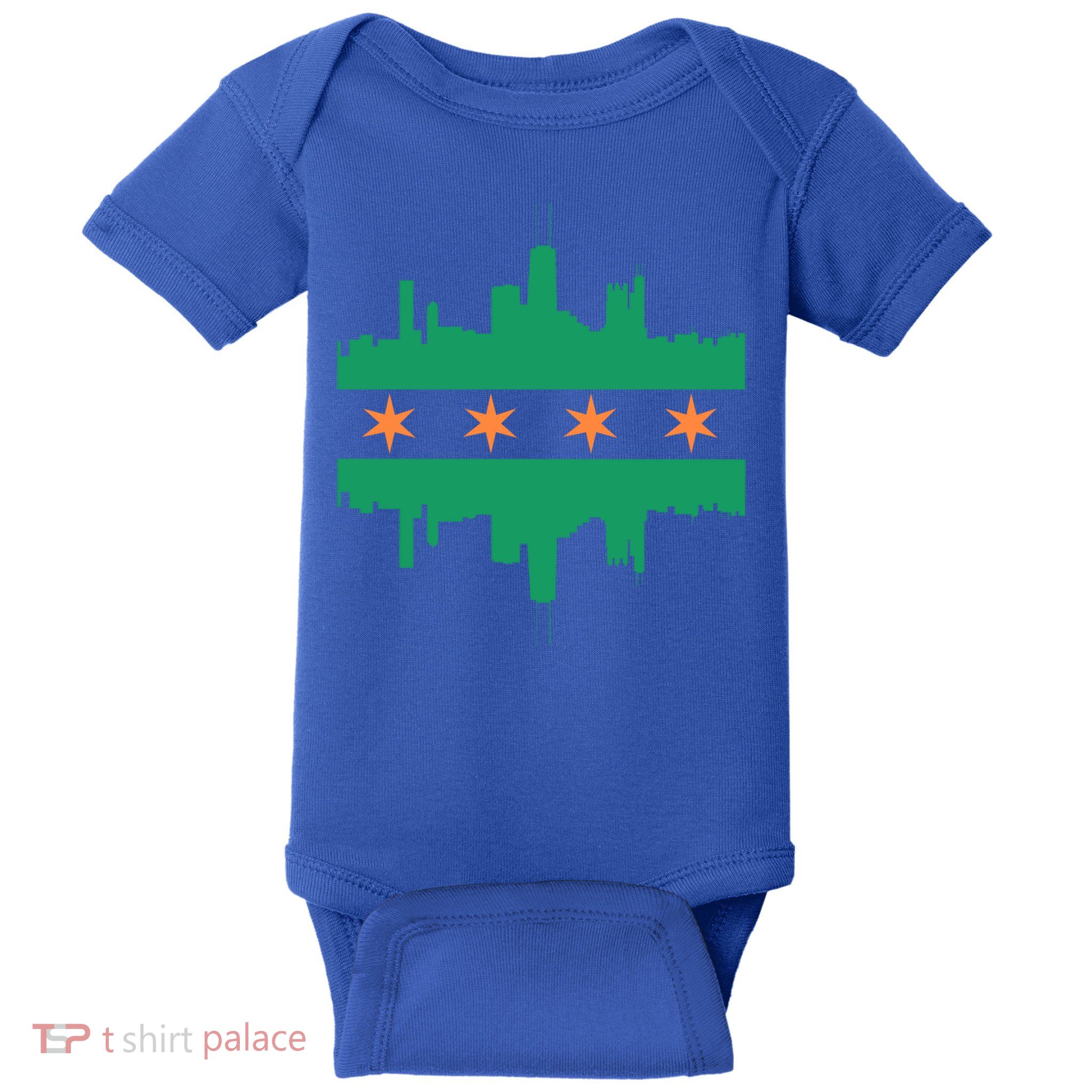 Chicago Irish Skyline St Patricks Day Flag Gift Baby Bodysuit
