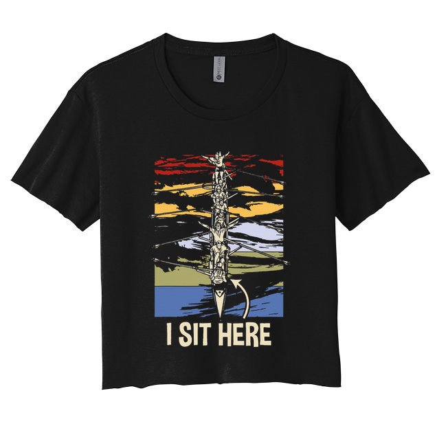 Coxswain I Sit Here Funny Vintage Rowing Coxswain Crop Top