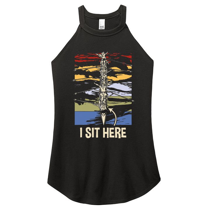 Coxswain I Sit Here Funny Vintage Rowing Coxswain Women's Perfect Tri Rocker Tank