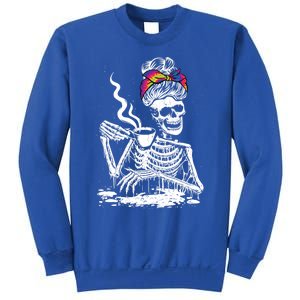 Coffee Ing Skeleton Lazy Diy Halloween Messy Bun Hair Gift Sweatshirt