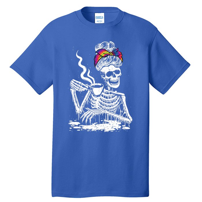 Coffee Ing Skeleton Lazy Diy Halloween Messy Bun Hair Gift Tall T-Shirt