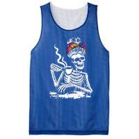 Coffee Ing Skeleton Lazy Diy Halloween Messy Bun Hair Gift Mesh Reversible Basketball Jersey Tank