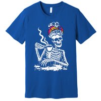 Coffee Ing Skeleton Lazy Diy Halloween Messy Bun Hair Gift Premium T-Shirt