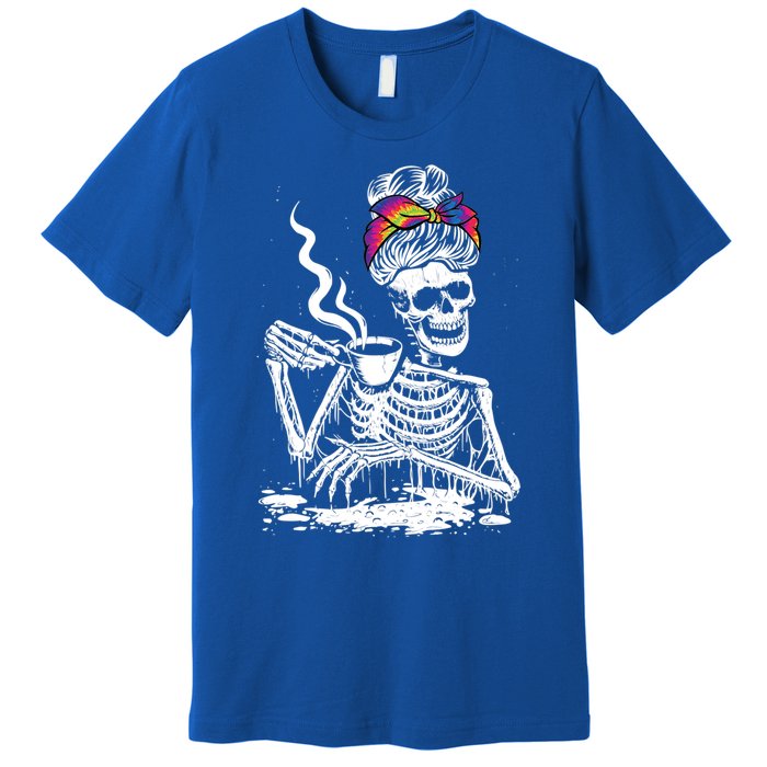 Coffee Ing Skeleton Lazy Diy Halloween Messy Bun Hair Gift Premium T-Shirt