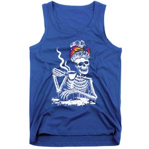 Coffee Ing Skeleton Lazy Diy Halloween Messy Bun Hair Gift Tank Top