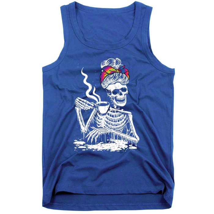 Coffee Ing Skeleton Lazy Diy Halloween Messy Bun Hair Gift Tank Top