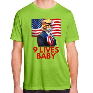 Cat In Suite With Trump Hair American Flag Nine Lives Baby Gift Adult ChromaSoft Performance T-Shirt