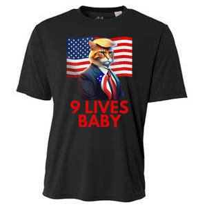 Cat In Suite With Trump Hair American Flag Nine Lives Baby Gift Cooling Performance Crew T-Shirt