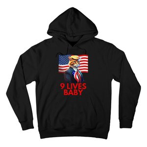 Cat In Suite With Trump Hair American Flag Nine Lives Baby Gift Hoodie