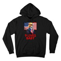 Cat In Suite With Trump Hair American Flag Nine Lives Baby Gift Hoodie