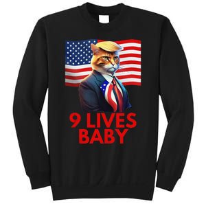 Cat In Suite With Trump Hair American Flag Nine Lives Baby Gift Sweatshirt