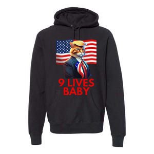 Cat In Suite With Trump Hair American Flag Nine Lives Baby Gift Premium Hoodie