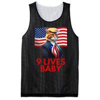 Cat In Suite With Trump Hair American Flag Nine Lives Baby Gift Mesh Reversible Basketball Jersey Tank