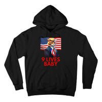 Cat In Suite With Trump Hair American Flag Nine Lives Baby Gift Tall Hoodie