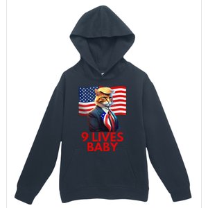 Cat In Suite With Trump Hair American Flag Nine Lives Baby Gift Urban Pullover Hoodie