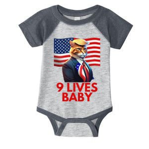 Cat In Suite With Trump Hair American Flag Nine Lives Baby Gift Infant Baby Jersey Bodysuit