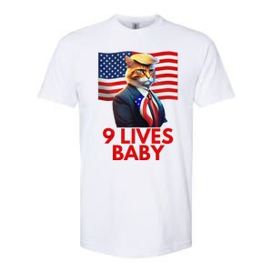 Cat In Suite With Trump Hair American Flag Nine Lives Baby Gift Softstyle CVC T-Shirt