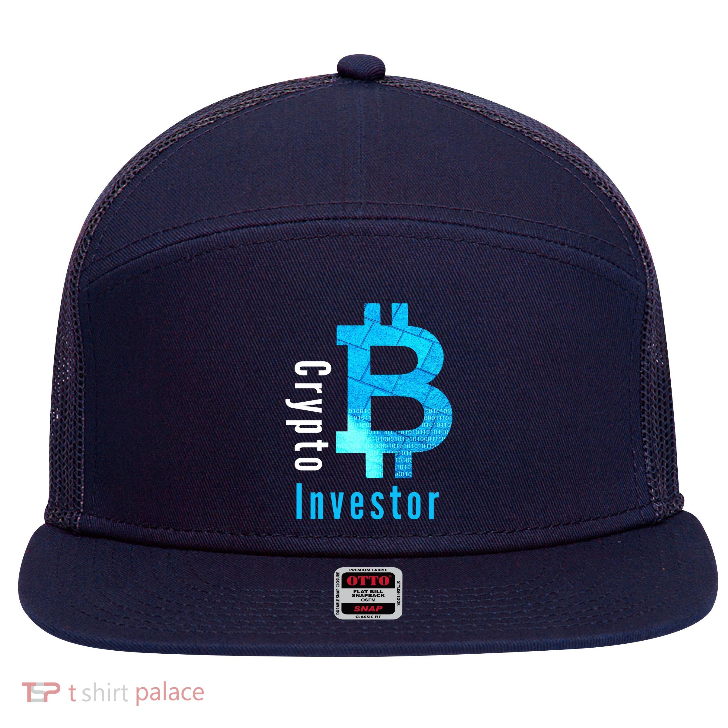 Crypto Investor, Satoshi, Bitcoin, Blockchain, Cryptocurrency, DeFi, BTC 7 Panel Mesh Trucker Snapback Hat