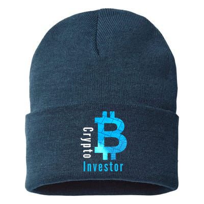 Crypto Investor, Satoshi, Bitcoin, Blockchain, Cryptocurrency, DeFi, BTC Sustainable Knit Beanie