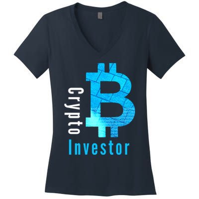 Crypto Investor, Satoshi, Bitcoin, Blockchain, Cryptocurrency, DeFi, BTC Women's V-Neck T-Shirt
