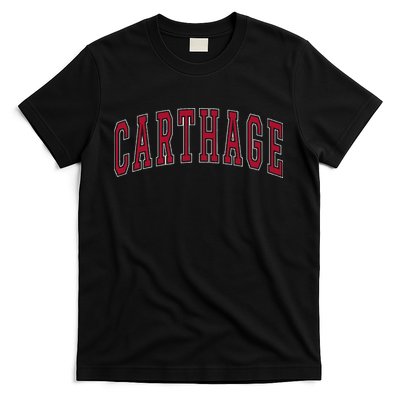 Carthage Illinois Souvenir College Style Red Text T-Shirt