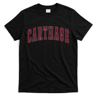 Carthage Illinois Souvenir College Style Red Text T-Shirt