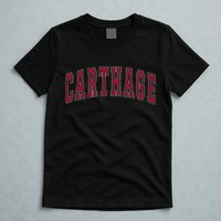 Carthage Illinois Souvenir College Style Red Text T-Shirt