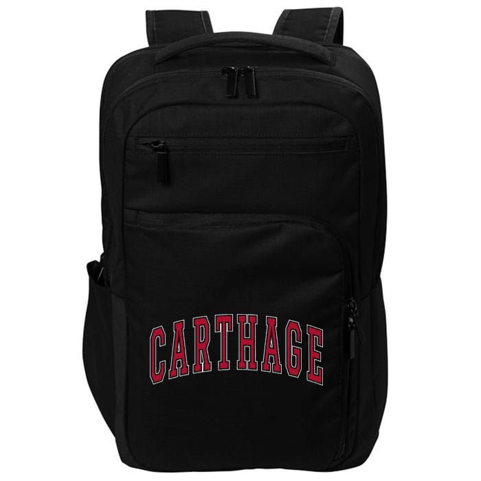 Carthage Illinois Souvenir College Style Red Text Impact Tech Backpack