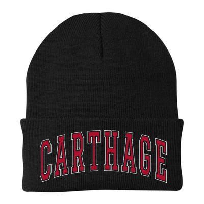 Carthage Illinois Souvenir College Style Red Text Beanie