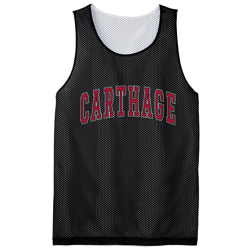Carthage Illinois Souvenir College Style Red Text Mesh Reversible Basketball Jersey Tank