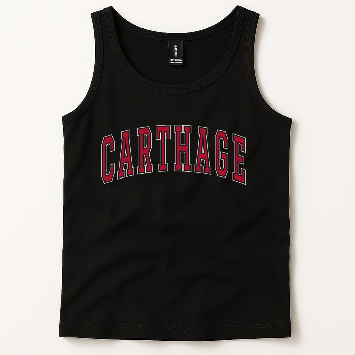 Carthage Illinois Souvenir College Style Red Text Tank Top