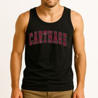 Carthage Illinois Souvenir College Style Red Text Tank Top