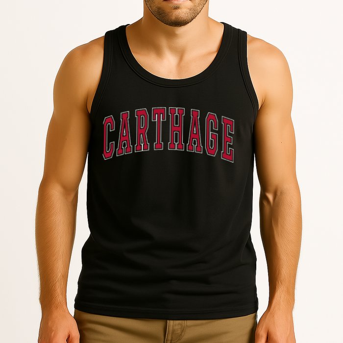 Carthage Illinois Souvenir College Style Red Text Tank Top
