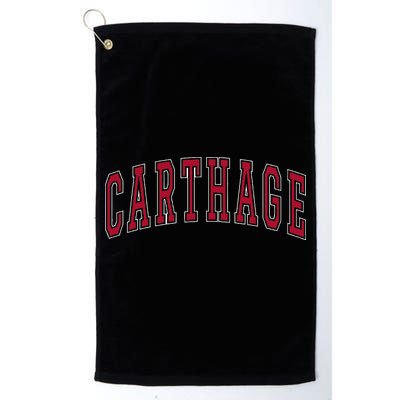 Carthage Illinois Souvenir College Style Red Text Golf Towel