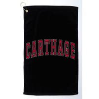 Carthage Illinois Souvenir College Style Red Text Golf Towel