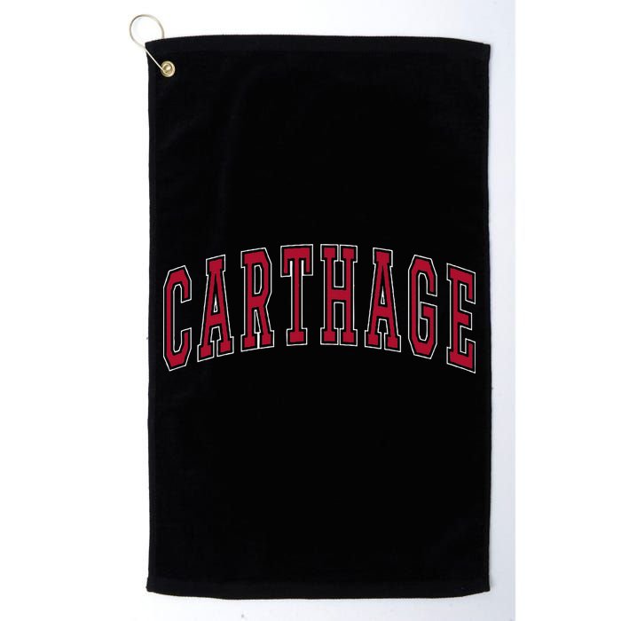 Carthage Illinois Souvenir College Style Red Text Golf Towel