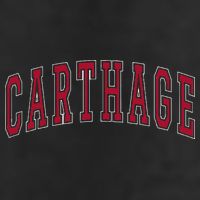 Carthage Illinois Souvenir College Style Red Text Golf Towel