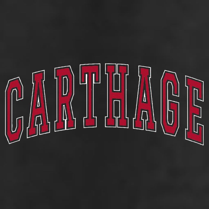 Carthage Illinois Souvenir College Style Red Text Golf Towel