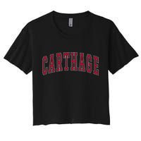 Carthage Illinois Souvenir College Style Red Text Women's Crop Top Tee