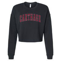 Carthage Illinois Souvenir College Style Red Text Cropped Pullover Crew