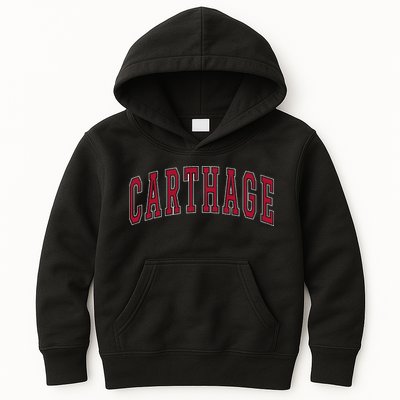 Carthage Illinois Souvenir College Style Red Text Kids Hoodie